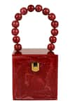 Buy_Sephyr_Red Resin Cubical Clutch Bag _at_Aza_Fashions