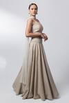 Nautanky_Green Silk, Net V Neck Lehenga Set _Online_at_Aza_Fashions