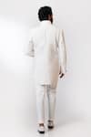 Shop_Nautanky_White Chanderi, Cotton Satin Lycra Sherwani Set _at_Aza_Fashions