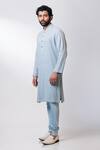 Nautanky Blue Chanderi Silk, Cotton Satin Lycra Kurta Set Online at Aza Fashions Nautanky_Blue Chanderi Silk, Cotton Satin Lycra Kurta Set _Online_at_Aza_Fashions