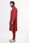 Buy_Nautanky_Red Chanderi Silk, Cotton Satin Lycra Kurta Set _Online_at_Aza_Fashions
