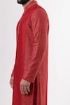 Shop_Nautanky_Red Chanderi Silk, Cotton Satin Lycra Kurta Set _Online_at_Aza_Fashions