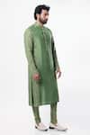 Nautanky_Green Chanderi Silk, Cotton Satin Lycra Kurta Set _Online_at_Aza_Fashions