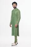 Buy_Nautanky_Green Chanderi Silk, Cotton Satin Lycra Kurta Set _Online_at_Aza_Fashions