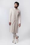 Buy Nautanky White Chanderi, Cotton Satin Lycra Sherwani Set at Aza Fashions Buy_Nautanky_White Chanderi, Cotton Satin Lycra Sherwani Set _at_Aza_Fashions
