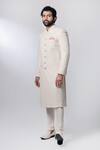 Nautanky White Chanderi, Cotton Satin Lycra Sherwani Set Online at Aza Fashions Nautanky_White Chanderi, Cotton Satin Lycra Sherwani Set _Online_at_Aza_Fashions
