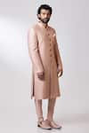 Nautanky_Peach Chanderi Sherwani Set  _Online_at_Aza_Fashions