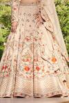 Sahil Kochhar_Beige Silk Organza Leaf Neck Meherban Bridal Lehenga Set _Online_at_Aza_Fashions