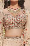 Buy_Sahil Kochhar_Beige Silk Organza Leaf Neck Meherban Bridal Lehenga Set _Online_at_Aza_Fashions
