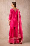 Shop_Ajiesh Oberoi_Pink Chanderi Round Kurta Sharara Set _at_Aza_Fashions