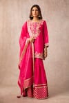 Ajiesh Oberoi_Pink Chanderi Round Kurta Sharara Set _Online_at_Aza_Fashions