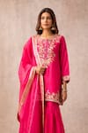 Buy_Ajiesh Oberoi_Pink Chanderi Round Kurta Sharara Set _Online_at_Aza_Fashions