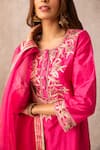 Shop_Ajiesh Oberoi_Pink Chanderi Round Kurta Sharara Set _Online_at_Aza_Fashions