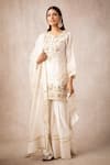 Buy_Ajiesh Oberoi_White Chanderi Round Kurta Sharara Set _at_Aza_Fashions