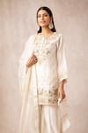 Buy_Ajiesh Oberoi_White Chanderi Round Kurta Sharara Set _Online_at_Aza_Fashions