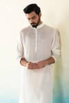 Weaver Story_White Pure Silk Plain Kurta And Dhoti Pant Set _Online_at_Aza_Fashions