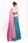 Shop_Prevasu_Blue Georgette, Dupatta Chinon Chiffon Logo, Sequin And Printed Lehenga Set _at_Aza_Fashions