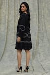 Shop_Bump Loving_Black Viscose Crepe Embroidered Sequin Work V Neck Ruffle Dress _at_Aza_Fashions