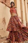Swati Vijaivargie_Purple Chanderi Silk Printed Lehenga Set_Online_at_Aza_Fashions