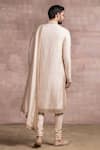 Shop_Tarun Tahiliani_Gold Kurta-sandwashed Muga Silk Embroidered Zardozi Draped Kurta Set _at_Aza_Fashions