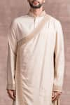 Buy_Tarun Tahiliani_Gold Kurta-sandwashed Muga Silk Embroidered Zardozi Draped Kurta Set _Online_at_Aza_Fashions