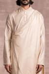 Buy_Tarun Tahiliani_Gold Kurta- Spun Silk Embroidered Floral Draped Set _Online_at_Aza_Fashions