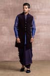 Buy_Tarun Tahiliani_Purple Bundi- Cotton Velvet And Kurta Set _at_Aza_Fashions