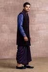 Tarun Tahiliani_Purple Bundi- Cotton Velvet And Kurta Set _Online_at_Aza_Fashions