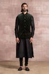 Buy_Tarun Tahiliani_Green Bundi- Cotton Suede Floral And Kurta Set _at_Aza_Fashions