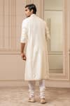 Shop_Tarun Tahiliani_White Kurta Spun Silk Embroidered Aari Floral Set _at_Aza_Fashions