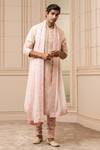 Buy_Tarun Tahiliani_Pink Kurta Viscose Slub Embroidered Aari Floral Set _at_Aza_Fashions