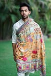 Buy_Taroob_Multi Color Kalamkari Work Pashmina Pichwai Ras Leela Dushala_at_Aza_Fashions
