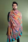 Shop_Taroob_Multi Color Kalamkari Work Pashmina Mughal Darbar Dushala _Online_at_Aza_Fashions