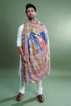 Buy_Taroob_Multi Color Kalamkari Work And Printed Pashmina Chand-dar Dushala_at_Aza_Fashions