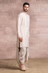 Tarun Tahiliani_White Kurta- Chanderi Embroidered Chikankari And Jacquard Dhoti Set _Online_at_Aza_Fashions