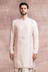 Buy_Tarun Tahiliani_White Kurta- Chanderi Embroidered Chikankari And Jacquard Dhoti Set _Online_at_Aza_Fashions