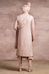 Shop_Tarun Tahiliani_Peach Sherwani- Georgette Embroidered Chikankari Set _at_Aza_Fashions