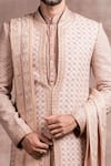 Buy_Tarun Tahiliani_Peach Sherwani- Georgette Embroidered Chikankari Set _Online_at_Aza_Fashions