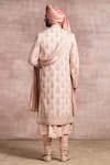 Shop_Tarun Tahiliani_Peach Sherwani And Kurta- Georgette Embroidered Chikankari Set _at_Aza_Fashions