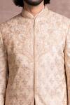 Buy_Tarun Tahiliani_Beige Sherwani- Tissue Georgette Embroidered Chikankari Set _Online_at_Aza_Fashions