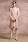 Buy_Tarun Tahiliani_Pink Sherwani And Kurta Georgette Churidar Poplin Lycra Embroidered Set _at_Aza_Fashions