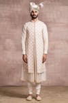 Buy_Tarun Tahiliani_White Georgette Embroidered Chikankari And Kasab Sherwani _at_Aza_Fashions