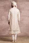 Shop_Tarun Tahiliani_White Georgette Embroidered Chikankari And Kasab Sherwani _at_Aza_Fashions