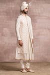 Tarun Tahiliani_White Georgette Embroidered Chikankari And Kasab Sherwani _Online_at_Aza_Fashions