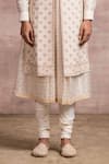 Shop_Tarun Tahiliani_White Georgette Embroidered Chikankari And Kasab Sherwani _Online_at_Aza_Fashions