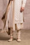 Shop_Tarun Tahiliani_White Sherwani And Kurta Georgette Churidar Poplin Lycra Embroidered Set _Online_at_Aza_Fashions