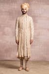 Buy_Tarun Tahiliani_Gold Sherwani Brocade Kurta Chanderi Brocade Churidar Poplin Set _at_Aza_Fashions