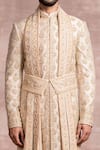 Buy_Tarun Tahiliani_Gold Sherwani Brocade Kurta Chanderi Brocade Churidar Poplin Set _Online_at_Aza_Fashions