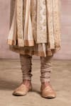 Shop_Tarun Tahiliani_Gold Sherwani Brocade Kurta Chanderi Brocade Churidar Poplin Set _Online_at_Aza_Fashions