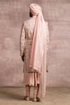 Shop_Tarun Tahiliani_Pink Sherwani Katan  Kurta Jacquard Churidar Poplin Lycra Set _at_Aza_Fashions